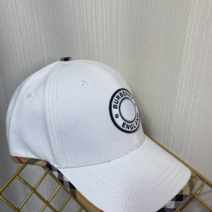 Replica Womens Hats Burberry White Cotton Canvas Baseball Hat A190PP180 AA188030