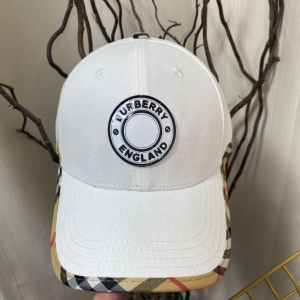 Replica Womens Hats Burberry White Cotton Canvas Baseball Hat A190PP180 AA188030