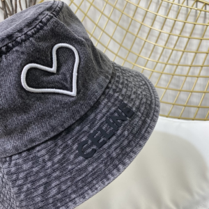 Replica Womens Hats Celine Black Denim Canvas Bucket Hat with Heart A190PP180 AA188022
