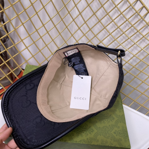 Replica Womens Hats Gucci Black GG Canvas Baseball Hat A190PP180 AA188027