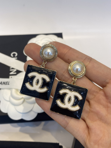 Chanel CC Logo Black Earrings 