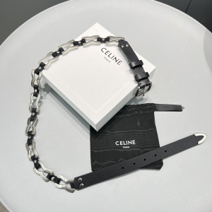 Celine Chain Link and Black Leather Belt 