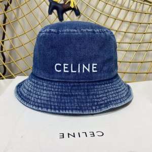 Celine Logo Blue Denim Bucket Hat 