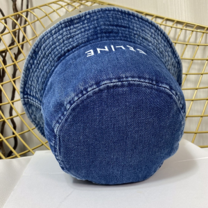 Replica Womens Hats Celine Logo Blue Denim Bucket Hat A190PP180 AA188405