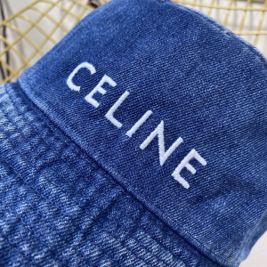 Replica Womens Hats Celine Logo Blue Denim Bucket Hat A190PP180 AA188405