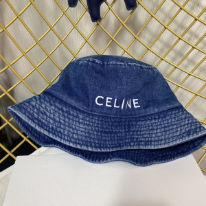 Replica Womens Hats Celine Logo Blue Denim Bucket Hat A190PP180 AA188405