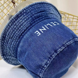 Replica Womens Hats Celine Logo Blue Denim Bucket Hat A190PP180 AA188405