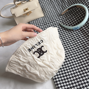 Replica Womens Hats Celine Triomphe White Cotton Bucket Hat A190PP180 AA188402