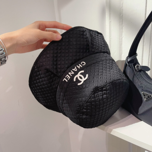 Replica Womens Hats Chanel CC Logo Black Cotton Bucket Hat A190PP180 AA188400