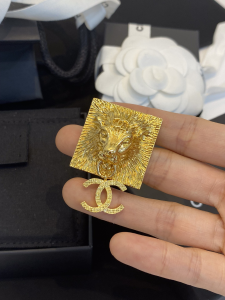 Chanel Gold CC Lion Brooch 