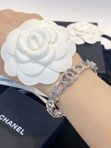 Replica Womens Jewelry Chanel Silver CC Logo Link Bracelets A39PP180 AA188123