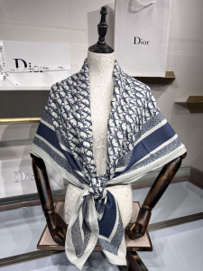 Replica Womens Scarf Dior Blue Dior Oblique Silk Scarf 140x140CM A190PP280 AA188391