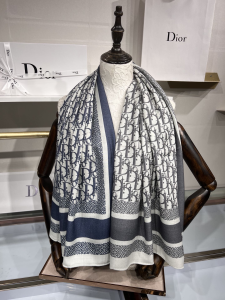 Replica Womens Scarf Dior Blue Dior Oblique Silk Scarf 140x140CM A190PP280 AA188391