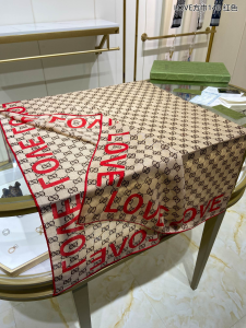 Replica Womens Scarf Gucci GG Love Print Silk Scarf Red 140x140CM A151PP280 AA188291
