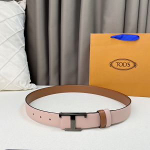 Tods Timeless T Reversible Brown Pink Leather Belt 30MM Tods Timeless T Reversible Brown Pink Leather Belt 30MM