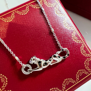 Replica Womens Jewelry Cartier Panthere de Cartier Necklace Silver A62PP380 AA188431