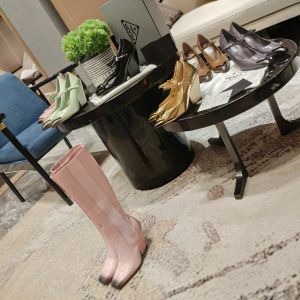 Replica Womens Shoes Prada Pink Leather Knee High Boot 85MM 35 To 41 A38PP880 AA188412