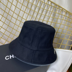 Replica Womens Hats Chanel CC Logo Black Cotton Bucket Cap Hat A190PP180 AA188776