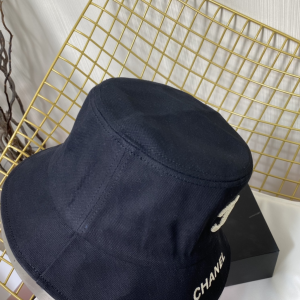 Replica Womens Hats Chanel CC Logo Black Cotton Bucket Cap Hat A190PP180 AA188776