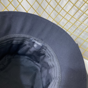 Replica Womens Hats Chanel CC Logo Black Cotton Bucket Cap Hat A190PP180 AA188776