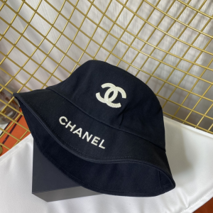 Replica Womens Hats Chanel CC Logo Black Cotton Bucket Cap Hat A190PP180 AA188776