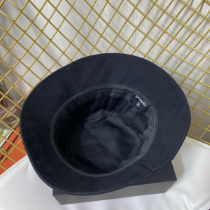 Replica Womens Hats Chanel CC Logo Black Cotton Bucket Cap Hat A190PP180 AA188776