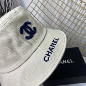Replica Womens Hats Chanel CC Logo Off White Cotton Bucket Cap Hat A190PP180 AA188775