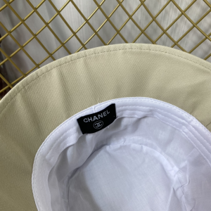 Replica Womens Hats Chanel CC Logo Off White Cotton Bucket Cap Hat A190PP180 AA188775
