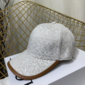 Loewe White Anagram Canvas Baseball Cap Hat 