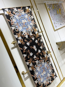 Burberry Black Check Cashmere Silk Scarf