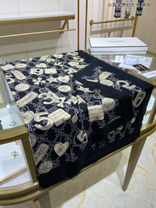 Replica Womens Scarf Chanel Black Cashmere Silk Scarf 110x200CM A151PP280 AA188878