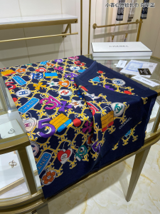 Replica Womens Scarf Chanel Navy Blue Cashmere Silk Scarf 110x200CM A151PP280 AA188876