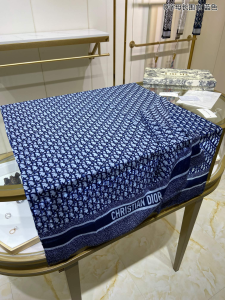Replica Womens Scarf Dior Oblique Blue Cashmere Silk Scarf 70x200CM A151PP280 AA188870