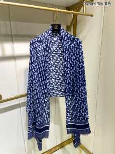 Replica Womens Scarf Dior Oblique Blue Cashmere Silk Scarf 70x200CM A151PP280 AA188870
