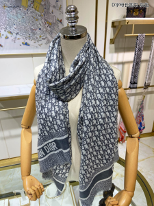 Replica Womens Scarf Dior Oblique Gray Cashmere Silk Scarf 70x200CM A151PP280 AA188868