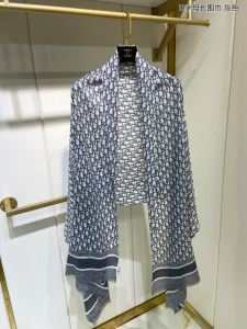 Replica Womens Scarf Dior Oblique Gray Cashmere Silk Scarf 70x200CM A151PP280 AA188868