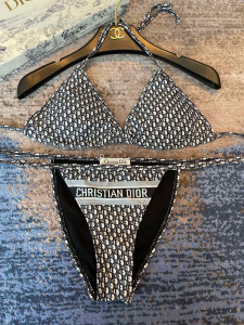 Replica Free Gift Dior Oblique Cotton Swimsuit Bikini SML A123PP105 AA189103
