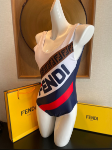 Replica Free Gift Fendi FF Logo Cotton Swimsuit Bikini SML A123PP105 AA189106