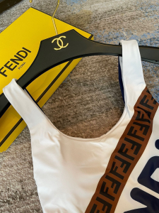 Replica Free Gift Fendi FF Logo Cotton Swimsuit Bikini SML A123PP105 AA189106