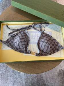Replica Free Gift Gucci Beige GG Cotton Swimsuit Bikini SML A123PP105 AA189105
