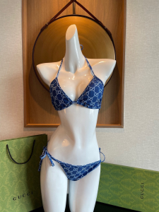 Gucci Blue GG Cotton Swimsuit Bikini 
