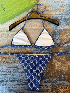 Replica Free Gift Gucci Blue GG Cotton Swimsuit Bikini SML A123PP105 AA189101