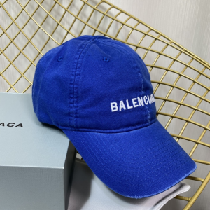 Replica Womens Hats Balenciaga Blue Cotton Baseball Cap Hat A190PP180 AA189146