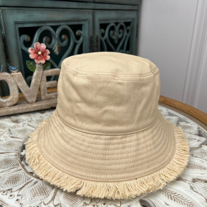 Replica Womens Hats Prada Beige Cotton Drill Bucket Cap Hat A190PP180 AA189147