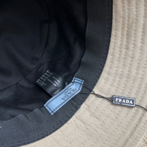Replica Womens Hats Prada Beige Cotton Drill Bucket Cap Hat A190PP180 AA189147