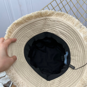 Replica Womens Hats Prada Beige Cotton Drill Bucket Cap Hat A190PP180 AA189147
