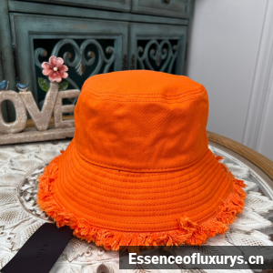 Replica Womens Hats Prada Orange Cotton Drill Bucket Cap Hat A190PP180 AA189148