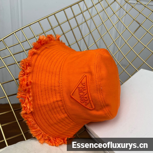 Replica Womens Hats Prada Orange Cotton Drill Bucket Cap Hat A190PP180 AA189148