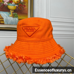 Replica Womens Hats Prada Orange Cotton Drill Bucket Cap Hat A190PP180 AA189148