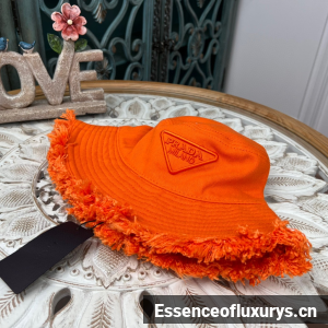 Replica Womens Hats Prada Orange Cotton Drill Bucket Cap Hat A190PP180 AA189148